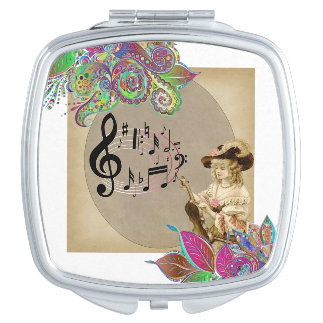 Square Compact Mirror Victorian Floral (Front)