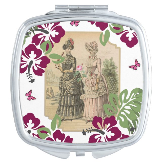Square Compact Mirror Victorian Floral (Front)