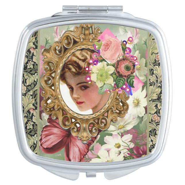 Square Compact Mirror Victorian Floral (Front)