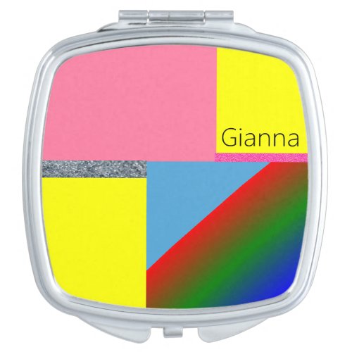 Square Compact Mirror Yellow Red Pink Blue