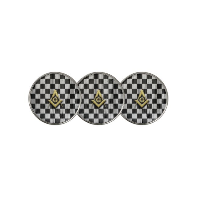 Square Compass and Checkers Golf Ball Marker (3 Up)