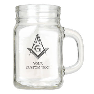 Square & Compass Mason Jar Glasses with Handles