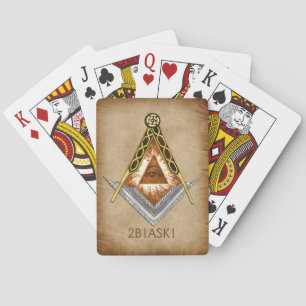 Square & Compass with All Seeing Eye Poker Cards