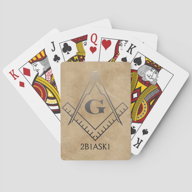 Square & Compass with Inset G - Ombre Poker Cards (Back)