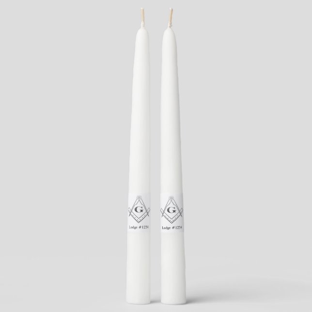 Square & Compass with Inset G - Ombre Taper Candle (Front)