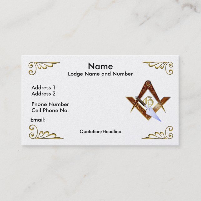 Square, Compasses and Trowel Business/Profile card (Front)