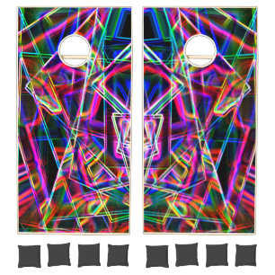 Square corners and neon colorful spots cornhole set