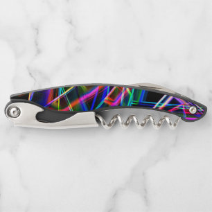 Square corners and neon colorful spots waiter's corkscrew