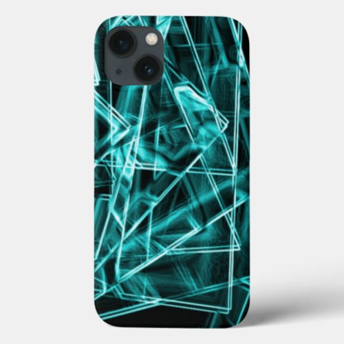 Square corners and neon cyan or sky blue stains iPhone 13 case