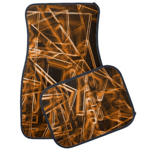 Square corners and 'neon' orange spots car floor mat