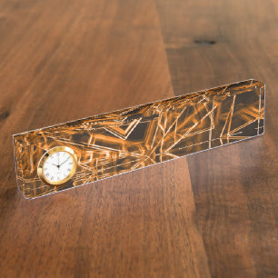 Square corners and 'neon' orange spots desk name plate