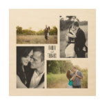Square Couple 4-photo Collage With Names Wood Wall Art at Zazzle