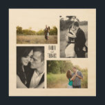 Square Couple 4-Photo Collage with Names Wood Wall Art<br><div class="desc">Capture your love story on this fully customizable square wood panel art with a modern collage arrangement of four of your favorite photos and personalize with your names in the center. Great as a gift for your love or a unique way bring your favorite photos to life in your home....</div>