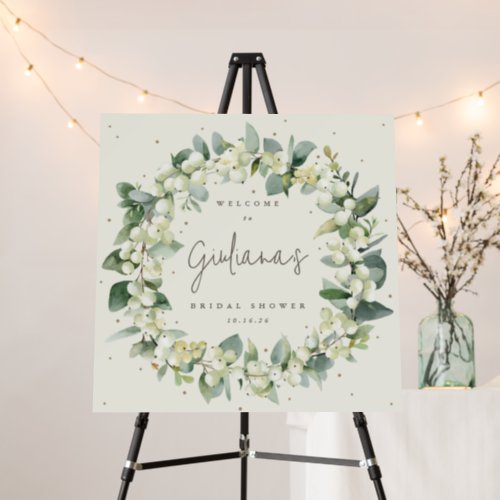 Square Cream SnowberryEucalyptus Bridal Shower Foam Board