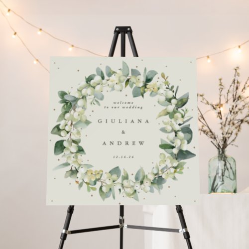 Square Cream SnowberryEucalyptus Wedding Welcome Foam Board