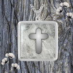 Square Cross Pendant Necklace Sterling Silver<br><div class="desc">A beautiful Christian square sterling silver cross pendant necklace that’s perfect for daily wear or special occasions. A meaningful gift for her,  symbolizing faith,  love,  and grace. Complete the look with matching earrings and ring,  available in the jewelry collection. A timeless piece she'll treasure.</div>
