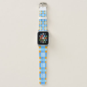 Square Crosses Check 10 Blue Orange Apple Watch Band