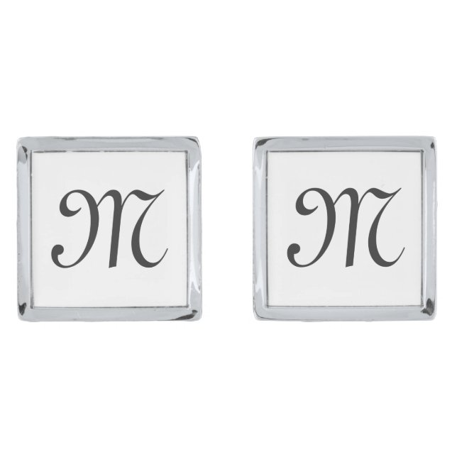 Square Cufflinks/Personalized Silver Cufflinks (Front)