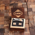 Square Cufflinks Set with Monogram Tie Bar<br><div class="desc">Unique classic square wood cuff links and tie clip,  monogrammed and personalized to your request with wood gift box.</div>