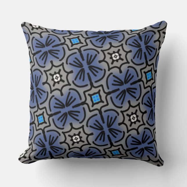 Square cushion Jimette Design blue gray black (Front)