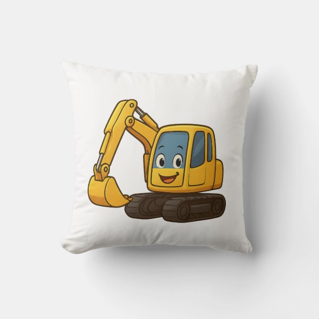 Square cushion with yellow digger design (Front)