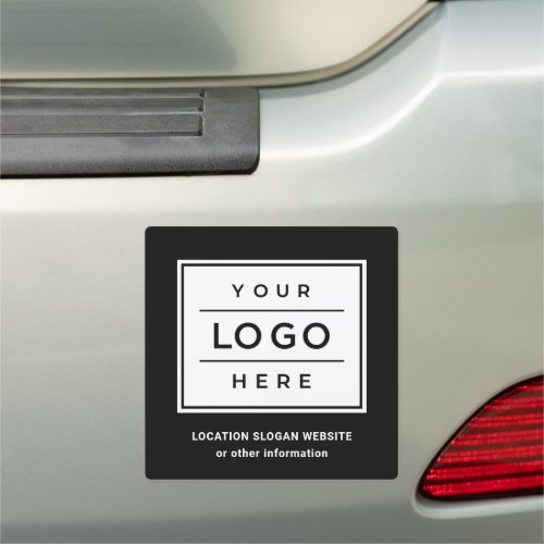 Square Custom Black Business Logo Company Branded Car Magnet