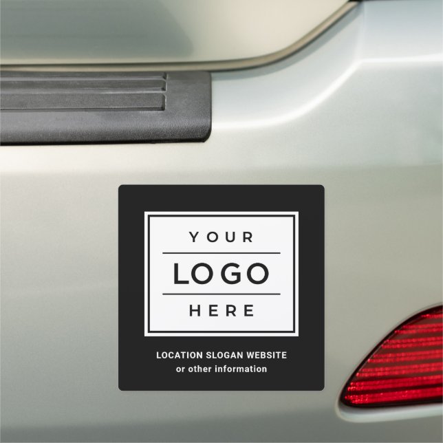 Square Custom Black Business Logo Company Branded Car Magnet (In Situ)