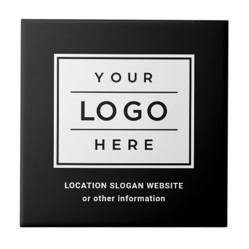 Square Custom Black Business Logo Company Branded Ceramic Tile