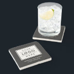 Square Custom Black Business Logo Company Branded Stone Coaster<br><div class="desc">Square custom branded stone coasters set features your professional business logo design. Simply add your company logo to the white placeholder image. Black background color can be modified.</div>