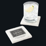 Square Custom Black Business Logo Company Branded Stone Coaster<br><div class="desc">Square custom branded stone coasters set features your professional business logo design. Simply add your company logo to the black and white placeholder image. Colors can be modified.</div>