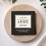 Square Custom Black Business Logo Company Branded Stone Coaster<br><div class="desc">Square custom branded stone coasters set features your professional business logo design. Simply add your company logo to the white placeholder image. Black background color can be modified.</div>