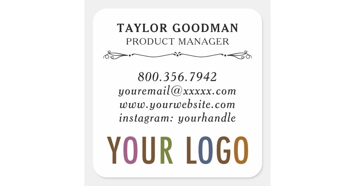 Square Custom Business Card Stickers Acid Free