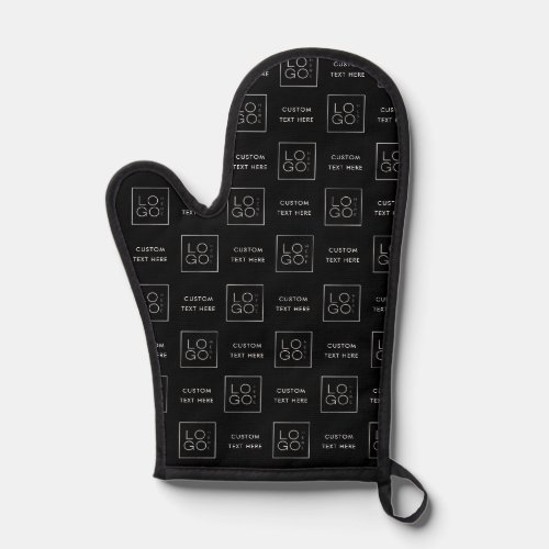 Square Custom Business Logo Text Black Background Oven Mitt