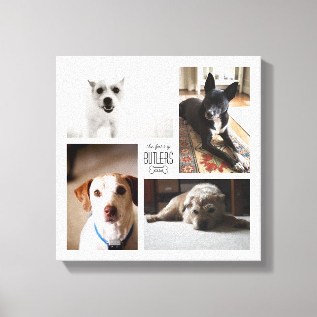 Square Custom Family Pet 4-Photo Canvas Print (Front)