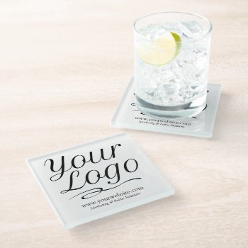 Square Custom Glass Coaster With Your Company Logo by MISOOK at Zazzle