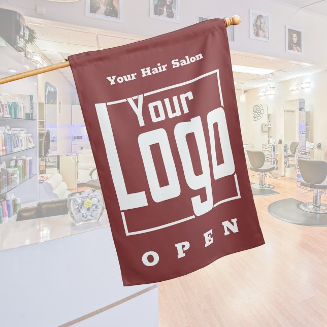 Square Custom Logo Hair Salon Open For Business House Flag (Square Custom Logo Hair Salon Open For Business House Flag)