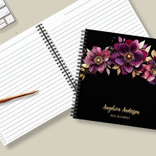 Square Custom Purple Floral Notebook
