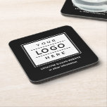 Square Custom White Business Logo Company Branded Beverage Coaster<br><div class="desc">Square custom branded coasters features your professional business logo design. Simply add your company logo to the black and white placeholder image. Colors can be modified.</div>