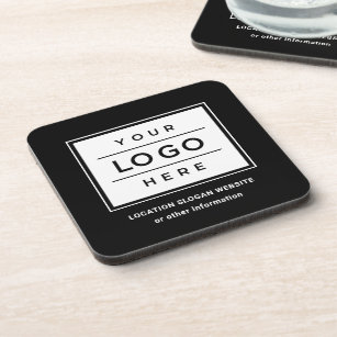 Square Custom White Business Logo Company Branded Beverage Coaster