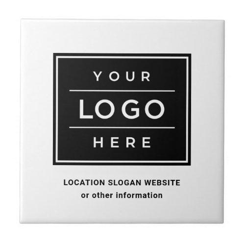 Square Custom White Business Logo Company Branded Ceramic Tile