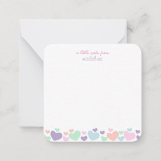 Square Cute Colorful Heart Girly Script Stationary Note Card