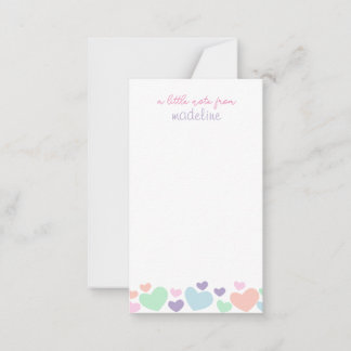 Square Cute Colorful Heart Girly Script Stationary Note Card