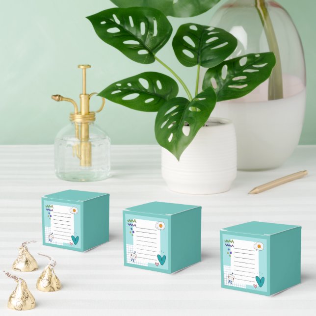 Square Cute Doodle Cartoon Memo Notes Favor Boxes (Multiple)