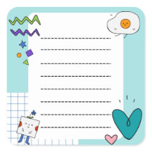 Square Cute Doodle Cartoon Memo Notes