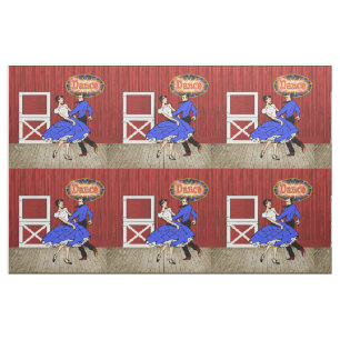 Square Dance Barn Dance Swing Dance Couple 9" Fabric