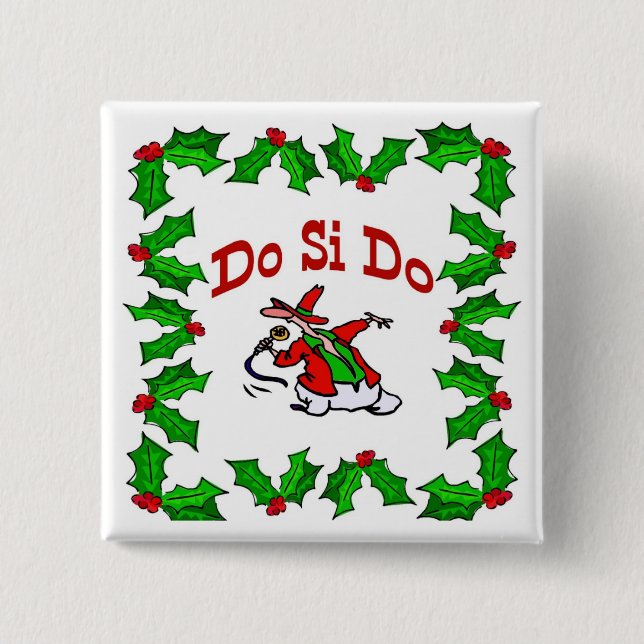 Square Dance Christmas Button (Front)