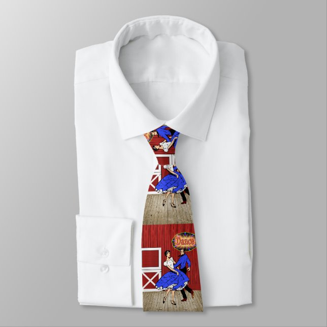 Square Dance Couple Barn Dance Neck Tie (Tied)