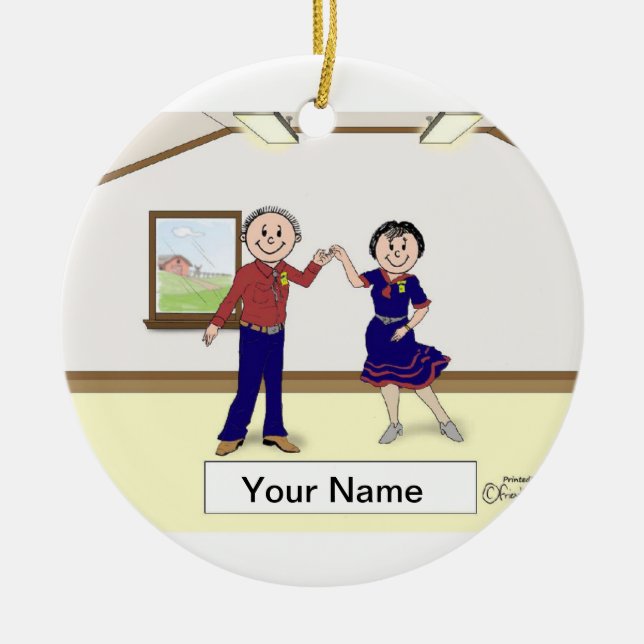 Square Dance Couple Ceramic Ornament (Front)
