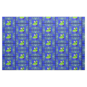 Square Dance Couple Green And Blue Bandana 2 Fabric