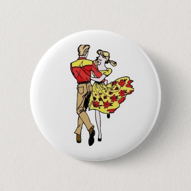 Square Dance Couple Pinback Button (Front)